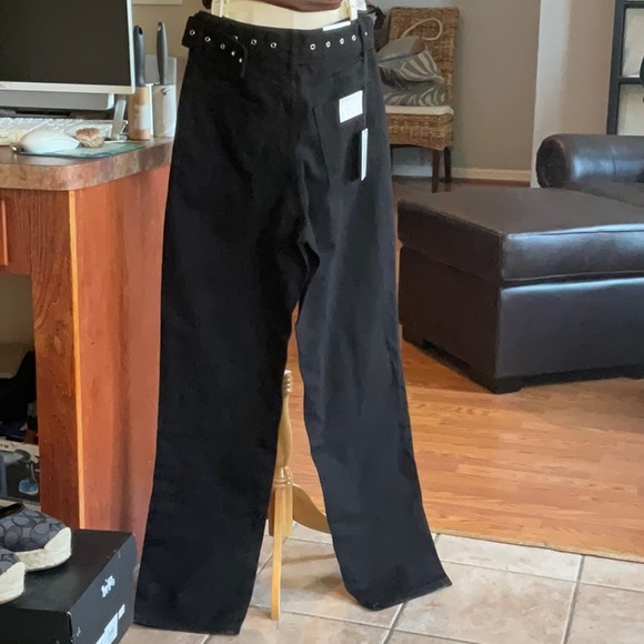 WE WORE WHAT Black Cut Out Straight Twill Denim Size 28, NWT - Picture 4 of 16